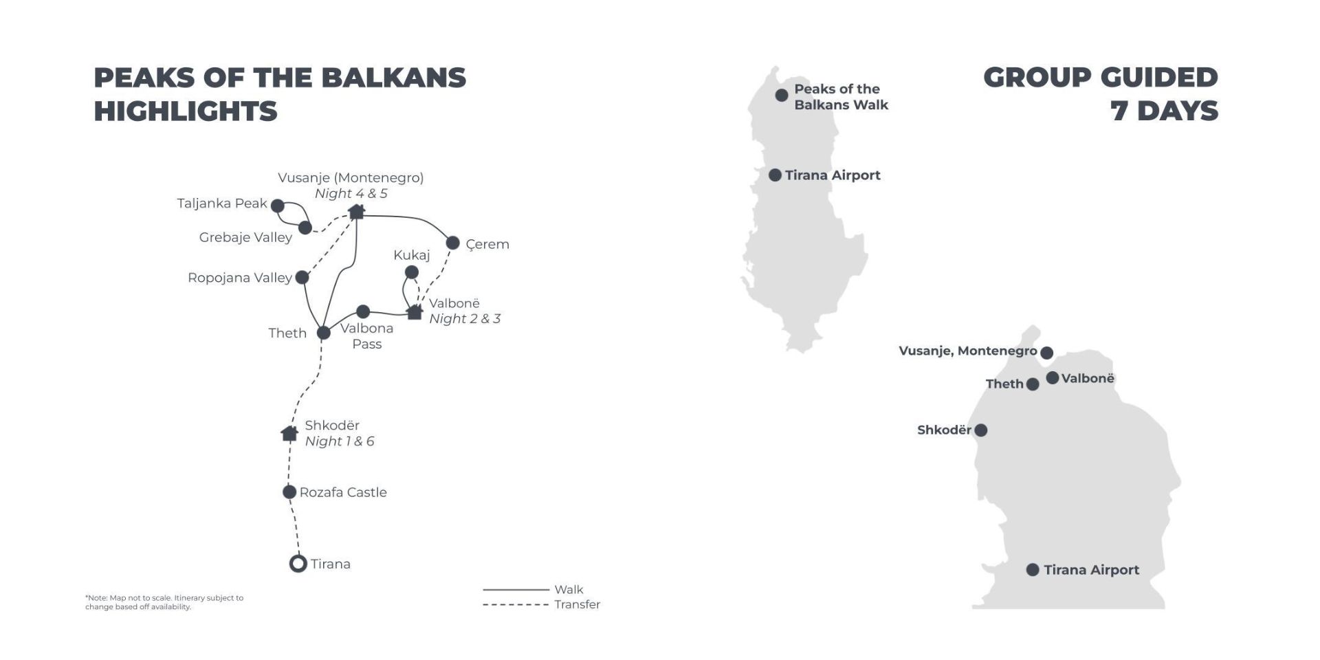Peaks of the Balkans Group Guided Highlights Walk Map